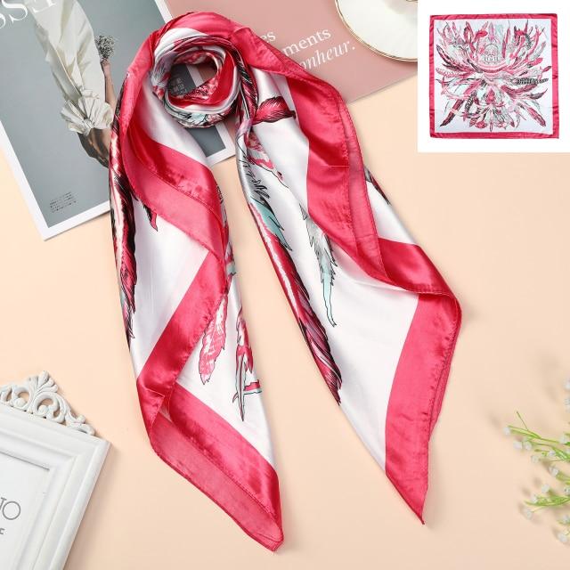 Square Head Scarves Print Bandanas Women Turban Headband Hair Band-Hair Accessories-Arimonz-Dark Pink-Arimonz