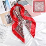 Square Head Scarves Print Bandanas Women Turban Headband Hair Band-Hair Accessories-Arimonz-Dark Red-Arimonz