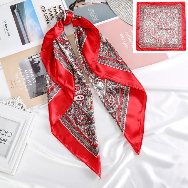Square Head Scarves Print Bandanas Women Turban Headband Hair Band-Hair Accessories-Arimonz-Dark Red-Arimonz