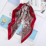 Square Head Scarves Print Bandanas Women Turban Headband Hair Band-Hair Accessories-Arimonz-Deep Red-Arimonz
