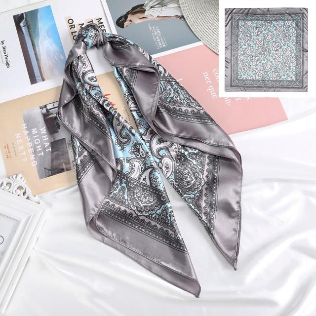 Square Head Scarves Print Bandanas Women Turban Headband Hair Band-Hair Accessories-Arimonz-Gray-Arimonz