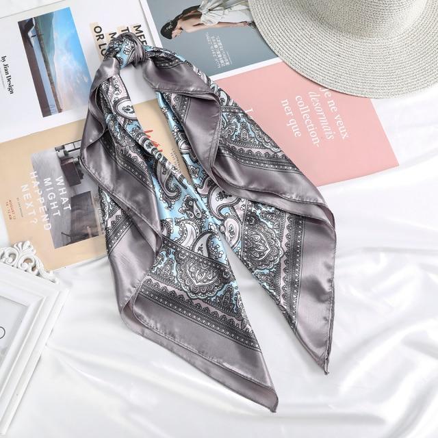 Square Head Scarves Print Bandanas Women Turban Headband Hair Band-Hair Accessories-Arimonz-Gray Blue-Arimonz