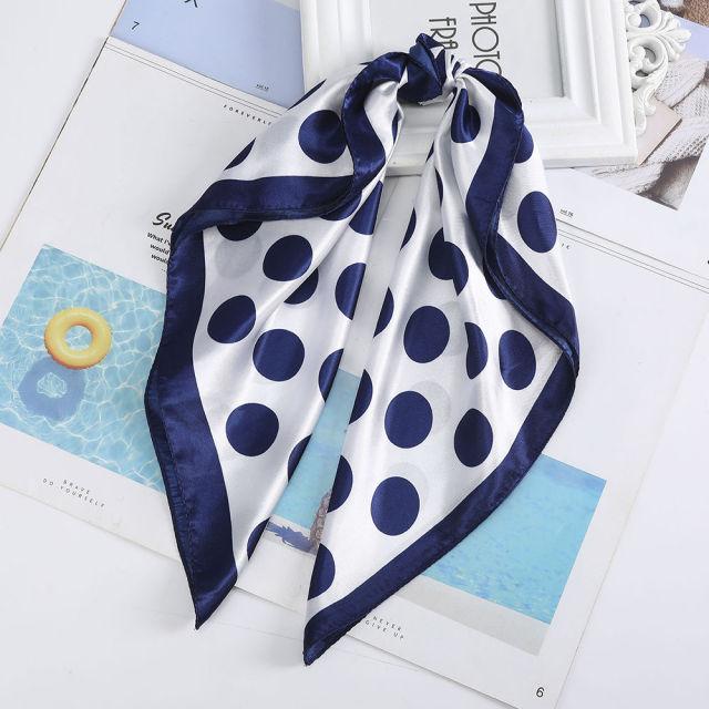 Square Head Scarves Print Bandanas Women Turban Headband Hair Band-Hair Accessories-Arimonz-Polka Blue-Arimonz