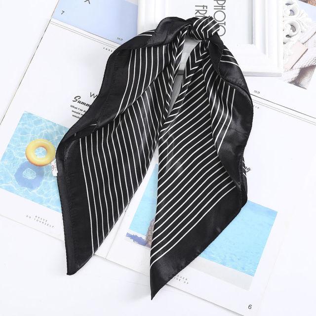 Square Head Scarves Print Bandanas Women Turban Headband Hair Band-Hair Accessories-Arimonz-Stripes Black-Arimonz