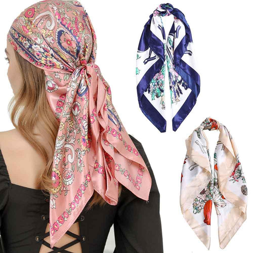 Square Head Scarves Print Bandanas Women Turban Headband Hair Band-Hair Accessories-Arimonz-Arimonz