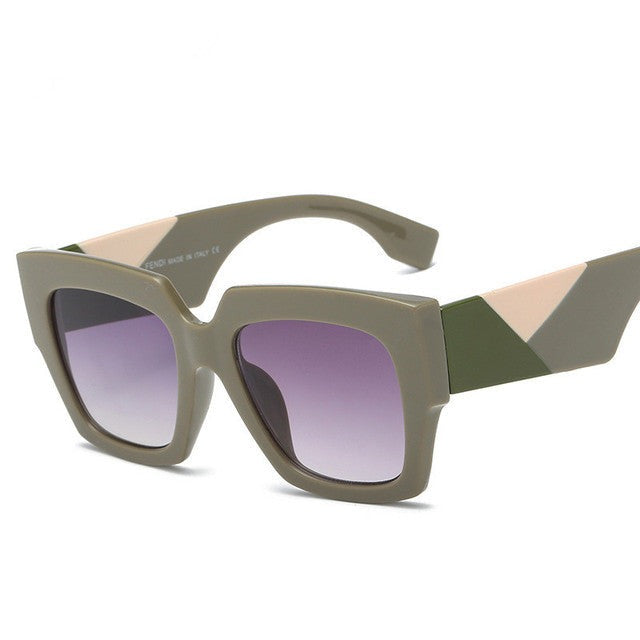 Square Oversized Sunglasses Women Sun Glasses Female Retro Eyewear-Sunglasses-Arimonz-Green-Arimonz