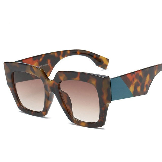 Square Oversized Sunglasses Women Sun Glasses Female Retro Eyewear-Sunglasses-Arimonz-Leopard-Arimonz