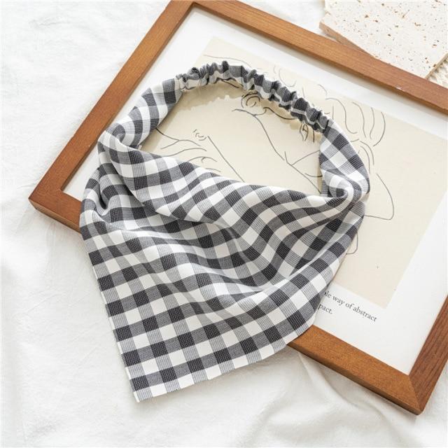 Square Paisley Bandanas Ride Mask Headbands For Women Bands Scarfs-Hair Accessories-Arimonz-Black plaid bandana-Arimonz