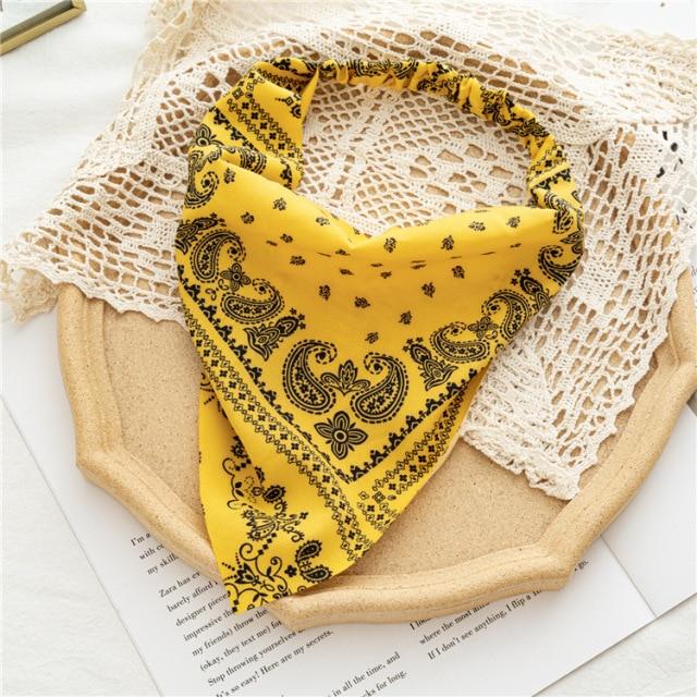 Square Paisley Bandanas Ride Mask Headbands For Women Bands Scarfs-Hair Accessories-Arimonz-Black Yellow-Arimonz