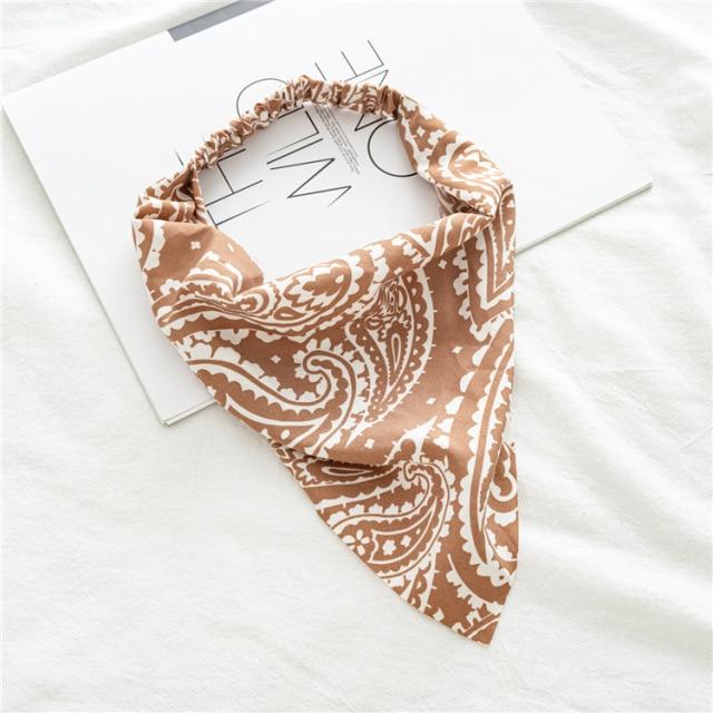 Square Paisley Bandanas Ride Mask Headbands For Women Bands Scarfs-Hair Accessories-Arimonz-Light Brown-Arimonz