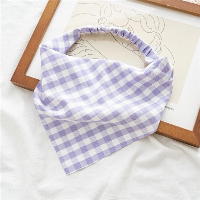 Square Paisley Bandanas Ride Mask Headbands For Women Bands Scarfs-Hair Accessories-Arimonz-Purple Plaid Bandana-Arimonz