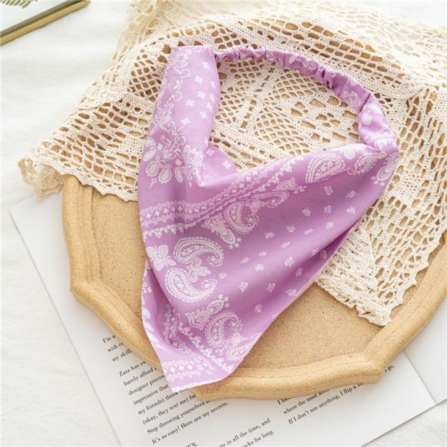 Square Paisley Bandanas Ride Mask Headbands For Women Bands Scarfs-Hair Accessories-Arimonz-Purple Print-Arimonz