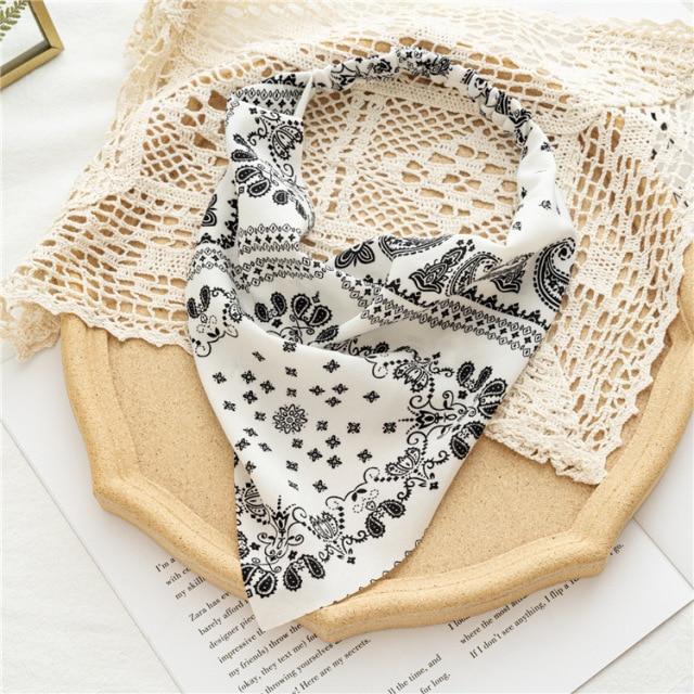 Square Paisley Bandanas Ride Mask Headbands For Women Bands Scarfs-Hair Accessories-Arimonz-White Print-Arimonz