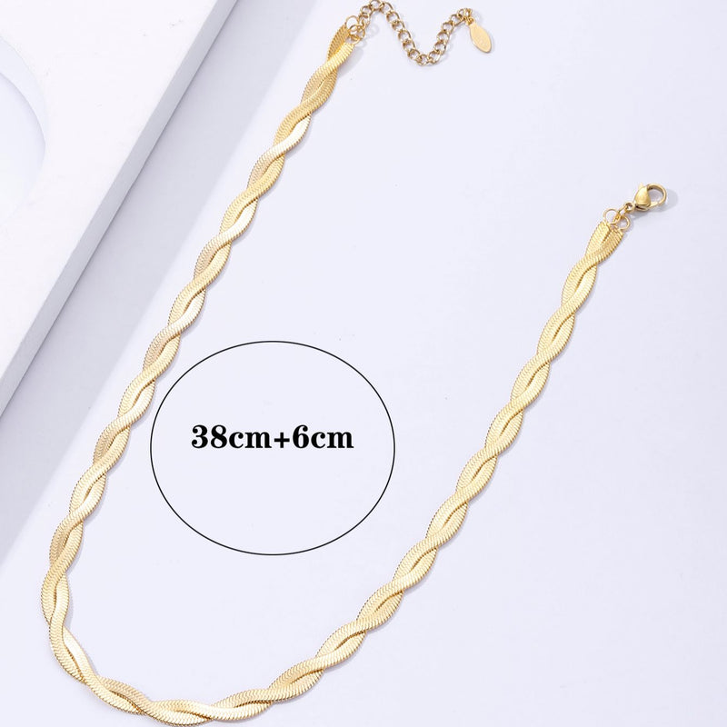 Stainless Steel 2 Layered Flat Blade Snake Chain Necklace For Women-Necklaces-Arimonz-Arimonz