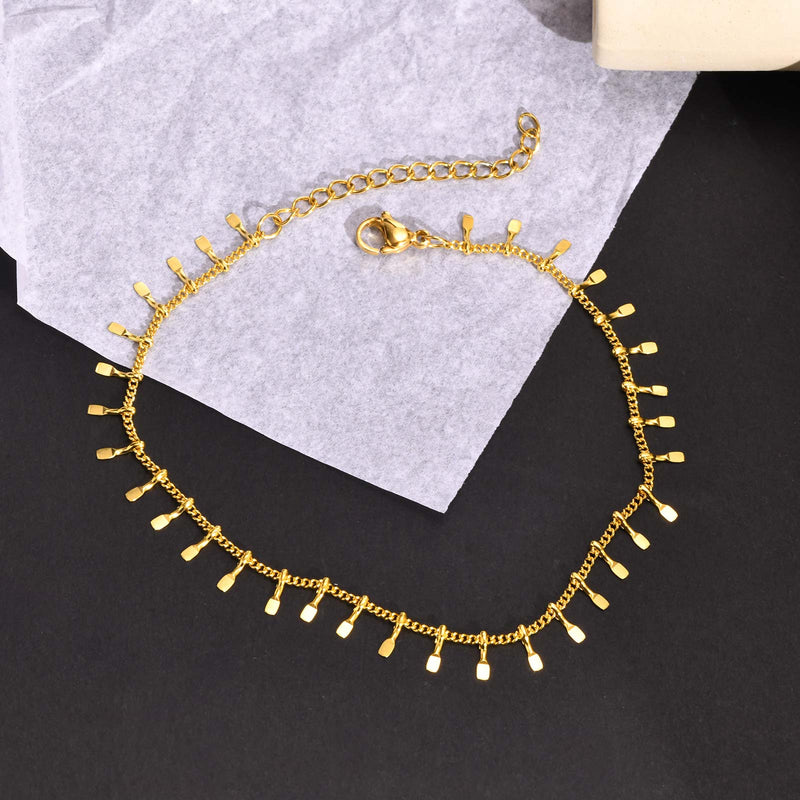 Stainless Steel Dangle Anklet for Women Fringe Chain Anklet Jewelry-Anklets-Arimonz-Arimonz