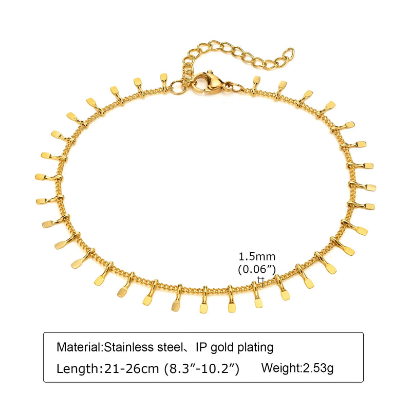 Stainless Steel Dangle Anklet for Women Fringe Chain Anklet Jewelry-Anklets-Arimonz-Arimonz