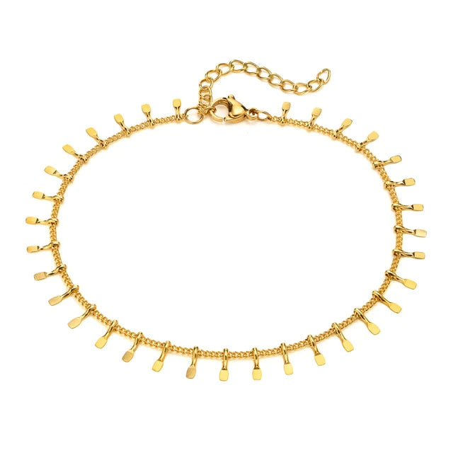 Stainless Steel Dangle Anklet for Women Fringe Chain Anklet Jewelry-Anklets-Arimonz-Gold-Arimonz