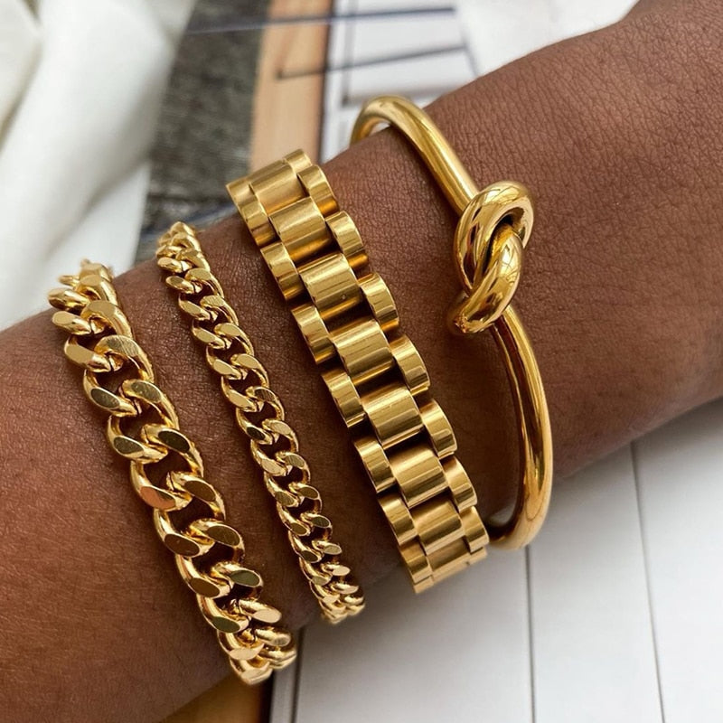 Stainless Steel Plated Detachable Wristband Bracelet Bangle For Women-Braceletes-Arimonz-Arimonz