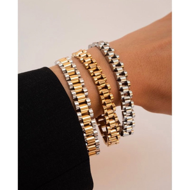 Stainless Steel Plated Detachable Wristband Bracelet Bangle For Women-Braceletes-Arimonz-Arimonz