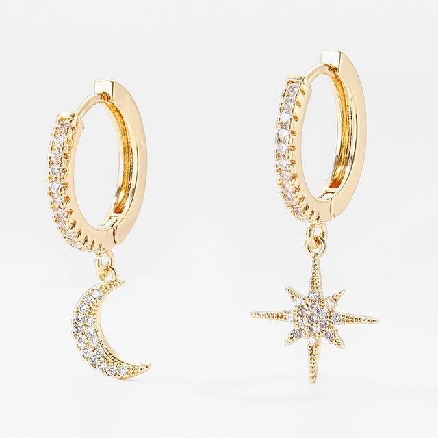 Star And Moon Earrings-Earrings-Arimonz-gold-Arimonz