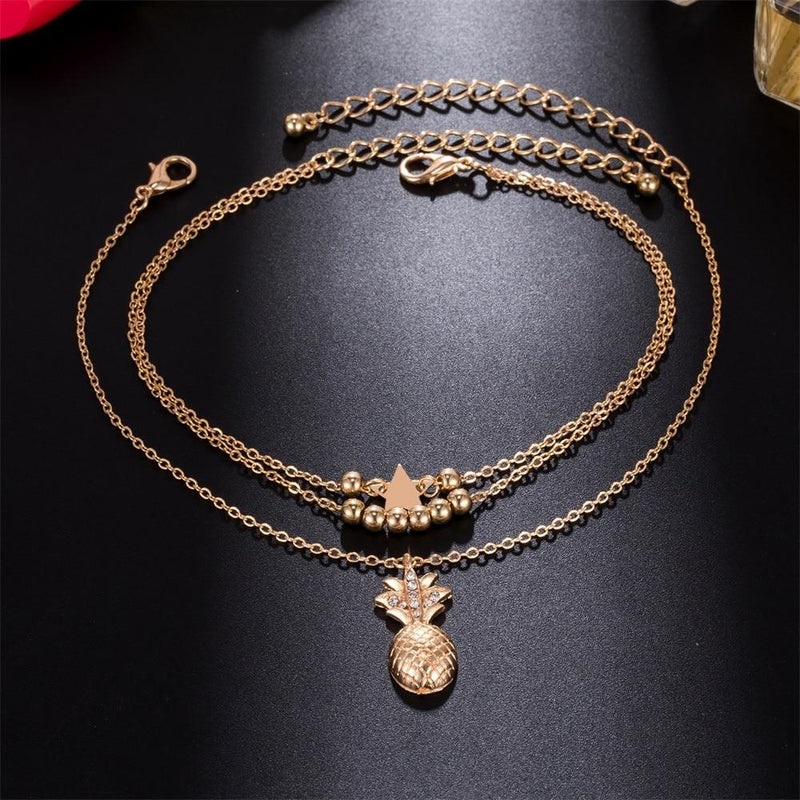 Star Beaded Anklet Chain Anklet with Pineapple Beads for Women-Anklets-Arimonz-Arimonz