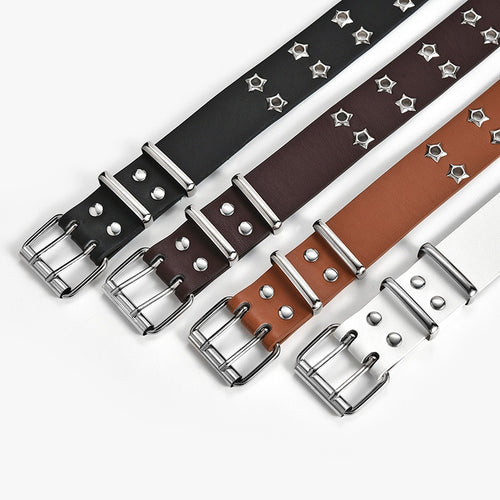 Star Eye Rivet Belt Goth Style Double Pin Buckle Waistband-Belts-Arimonz-Arimonz