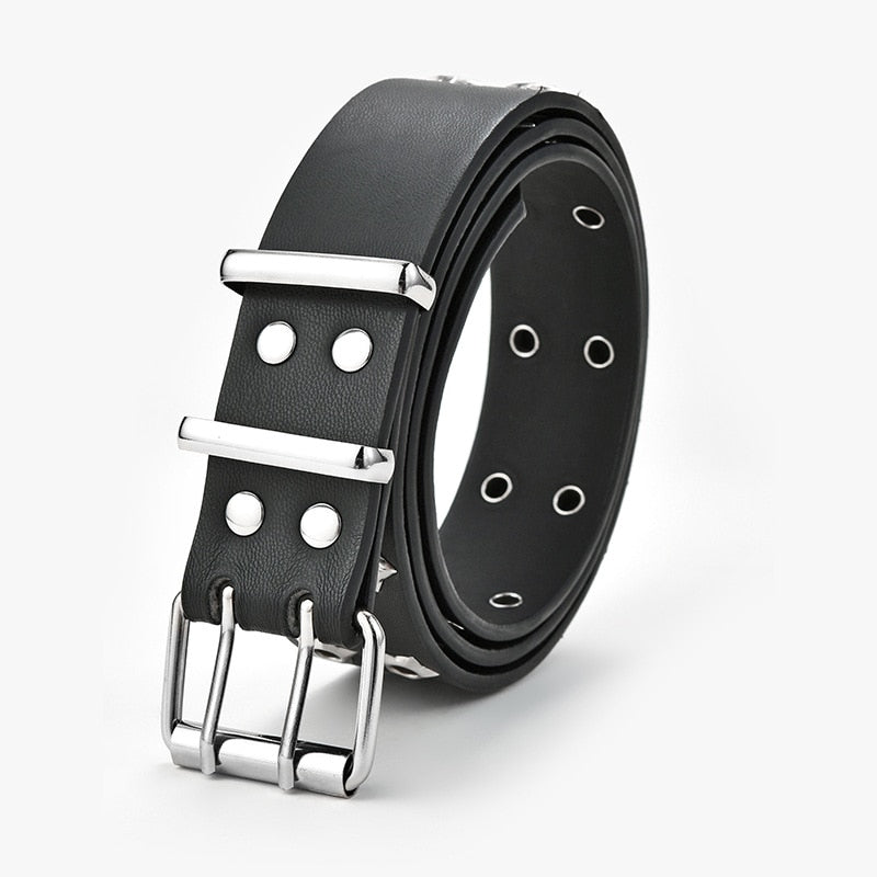 Star Eye Rivet Belt Goth Style Double Pin Buckle Waistband-Belts-Arimonz-Arimonz
