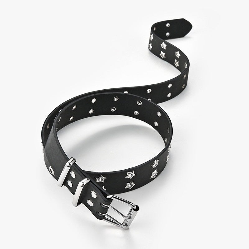 Star Eye Rivet Belt Goth Style Double Pin Buckle Waistband-Belts-Arimonz-Arimonz