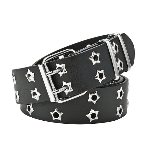 Star Eye Rivet Belt Goth Style Double Pin Buckle Waistband-Belts-Arimonz-Arimonz