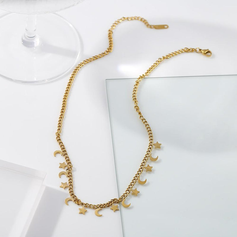 Star Moon Chain Choker Necklace for Women Jewelry Accessory for Women-Necklaces-Arimonz-Arimonz