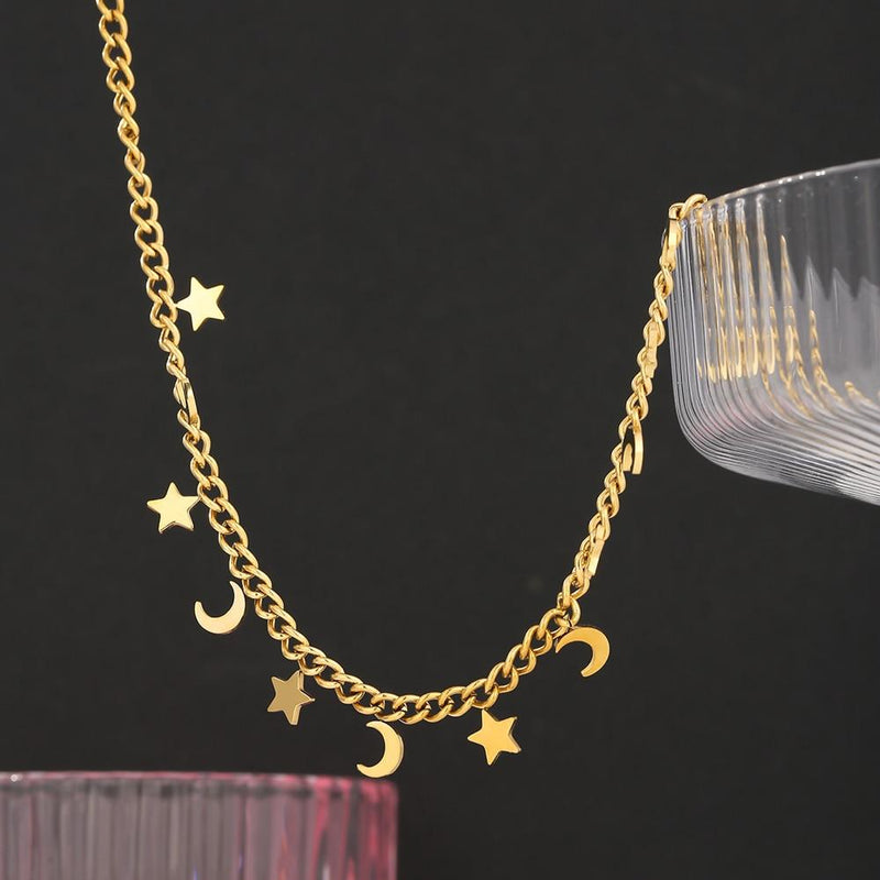 Star Moon Chain Choker Necklace for Women Jewelry Accessory for Women-Necklaces-Arimonz-Arimonz