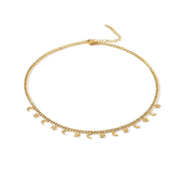 Star Moon Chain Choker Necklace for Women Jewelry Accessory for Women-Necklaces-Arimonz-Arimonz