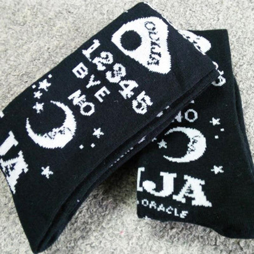Star Moon Print Socks Women Streetwear Women Printed High Socks-Socks & Tights-Arimonz-Arimonz