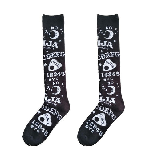 Star Moon Print Socks Women Streetwear Women Printed High Socks-Socks & Tights-Arimonz-Arimonz