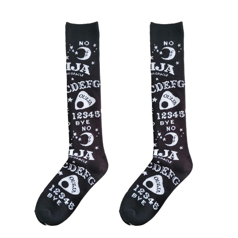 Star Moon Print Socks Women Streetwear Women Printed High Socks-Socks & Tights-Arimonz-Arimonz