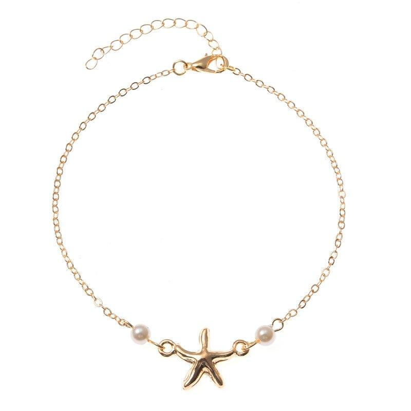 Starfish Anklet Foot Cuff Pearls Beach Anklets Summer Bohemian Jewelry-Anklets-Arimonz-Arimonz