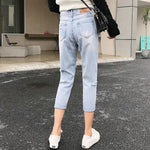 Straight Jeans - Blue Vintage High Waist Ripped Straight Jean