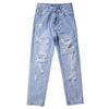 Straight Jeans - Blue Vintage High Waist Ripped Straight Jean