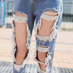 Straight Jeans - Light Blue Ripped Straight Jean