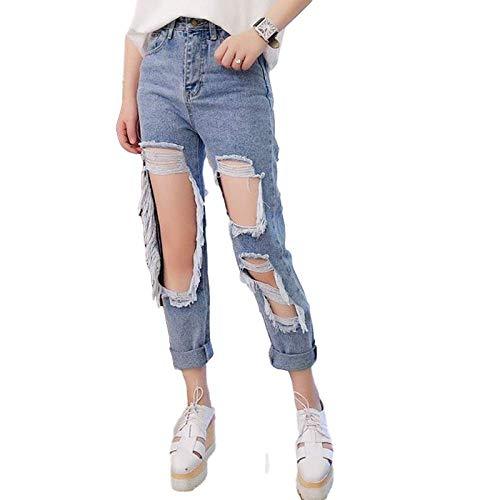 Straight Jeans - Light Blue Ripped Straight Jean
