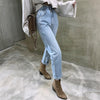 Straight Jeans - Vintage High Waist Straight Jeans Pant For Women Denim Jeans
