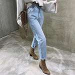 Straight Jeans - Vintage High Waist Straight Jeans Pant For Women Denim Jeans