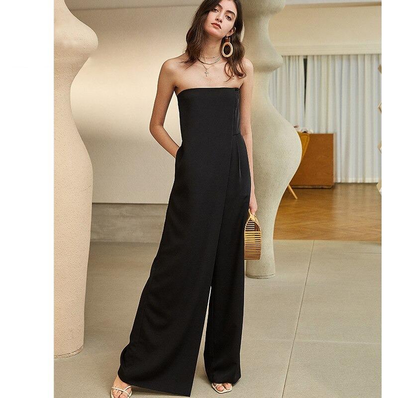 Strapless Wide Leg Women Romper Oversized Asymmetrical Jumpsuits-Night Out Jumpsuits & Rompers-Arimonz-Arimonz
