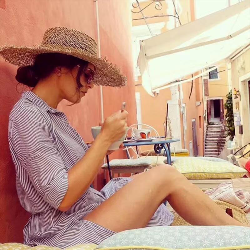 Straw Beach Visor Hats Wide Brim Sunhat Fashionable Hat For Women-Hats-Arimonz-Arimonz