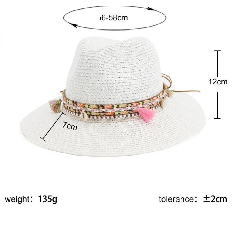 ﻿Straw Sun Hat Panama Hat Women's Summer Caps Sombrero Female Fedora-Summer Hats-Arimonz-Arimonz