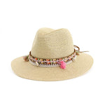 ﻿Straw Sun Hat Panama Hat Women's Summer Caps Sombrero Female Fedora-Summer Hats-Arimonz-beige-Arimonz