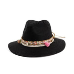 ﻿Straw Sun Hat Panama Hat Women's Summer Caps Sombrero Female Fedora-Summer Hats-Arimonz-black-Arimonz