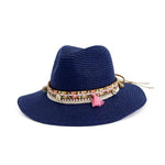 ﻿Straw Sun Hat Panama Hat Women's Summer Caps Sombrero Female Fedora-Summer Hats-Arimonz-blue-Arimonz