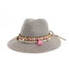 ﻿Straw Sun Hat Panama Hat Women's Summer Caps Sombrero Female Fedora-Summer Hats-Arimonz-grey-Arimonz