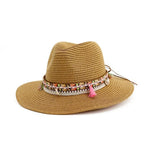 ﻿Straw Sun Hat Panama Hat Women's Summer Caps Sombrero Female Fedora-Summer Hats-Arimonz-khaki-Arimonz